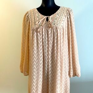 Anthropologie women’s swing blush pink long sleeve dress size L